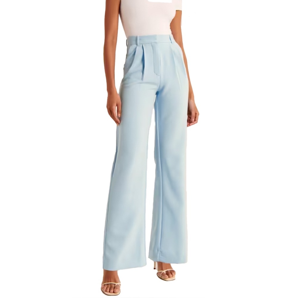 Abercrombie Sloane Tailored Pants Light Blue Pleated Wide Leg Size 29 NWT